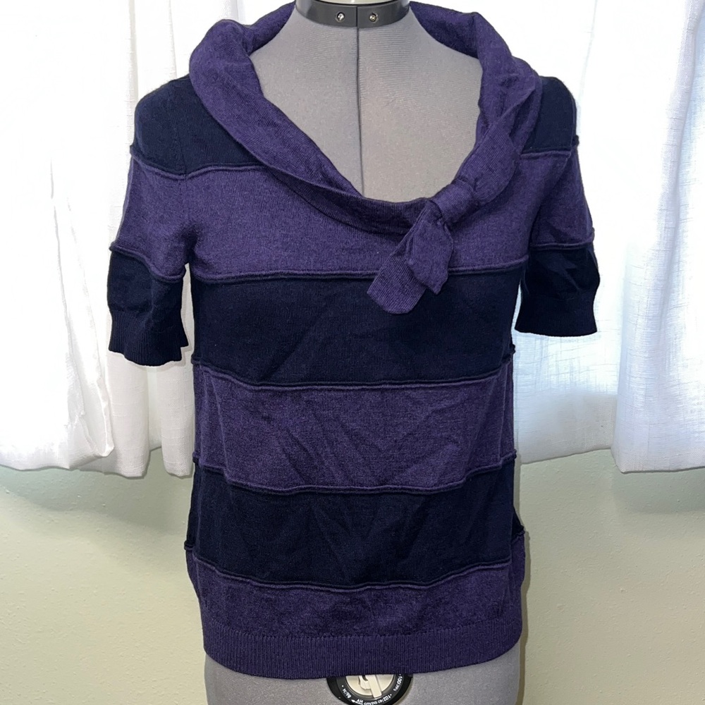 Moschino Wool Bold Striped Cowl Neck Sweater
